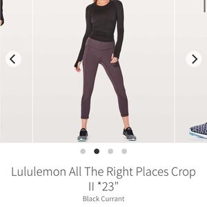 Lululemon ALL THE RIGHT PLACES CROP 23” Size 4